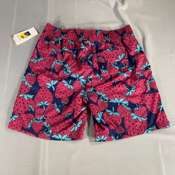 Sovereign Code Swim Trunks L 34β Red Strawberry Print Mesh Lined Drawstring Shor - Picture 2 of 9